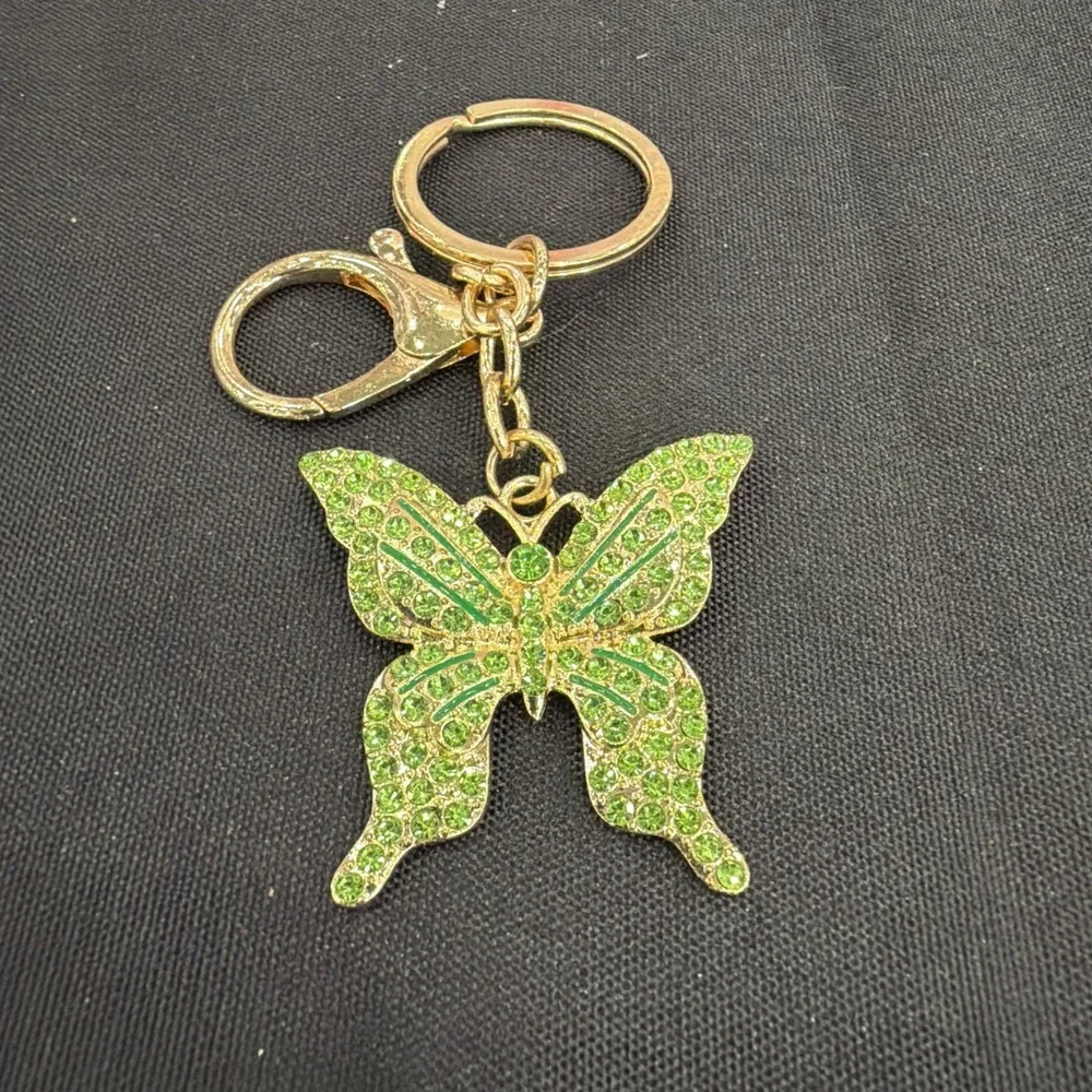 Butterfly Bows Rhinestone Key Chain Ring Charms Bling‎ Silver Gold Butterflies